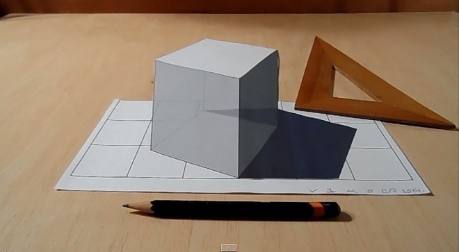 How to Draw 3D Cube, Anamorphic Construction