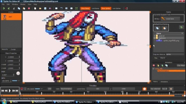 Spriter Pro 1.0 - ボーン＆IK機能等を備えた多機能な2Dスプライトアニメーションツール！プロ版がリリース！無料版もあるよ！