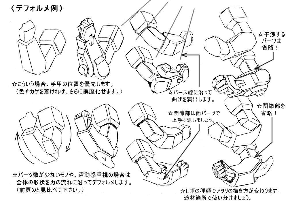 ロボットデフォルメ講座 歩き目です 氏が3日間にわたりtwitter上で公開したロボットイラストのデフォルメtipsが素晴らしい