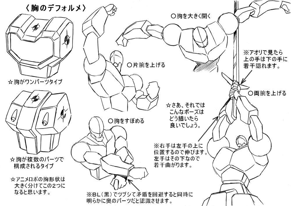 ロボットデフォルメ講座 歩き目です 氏が3日間にわたりtwitter上で公開したロボットイラストのデフォルメtipsが素晴らしい