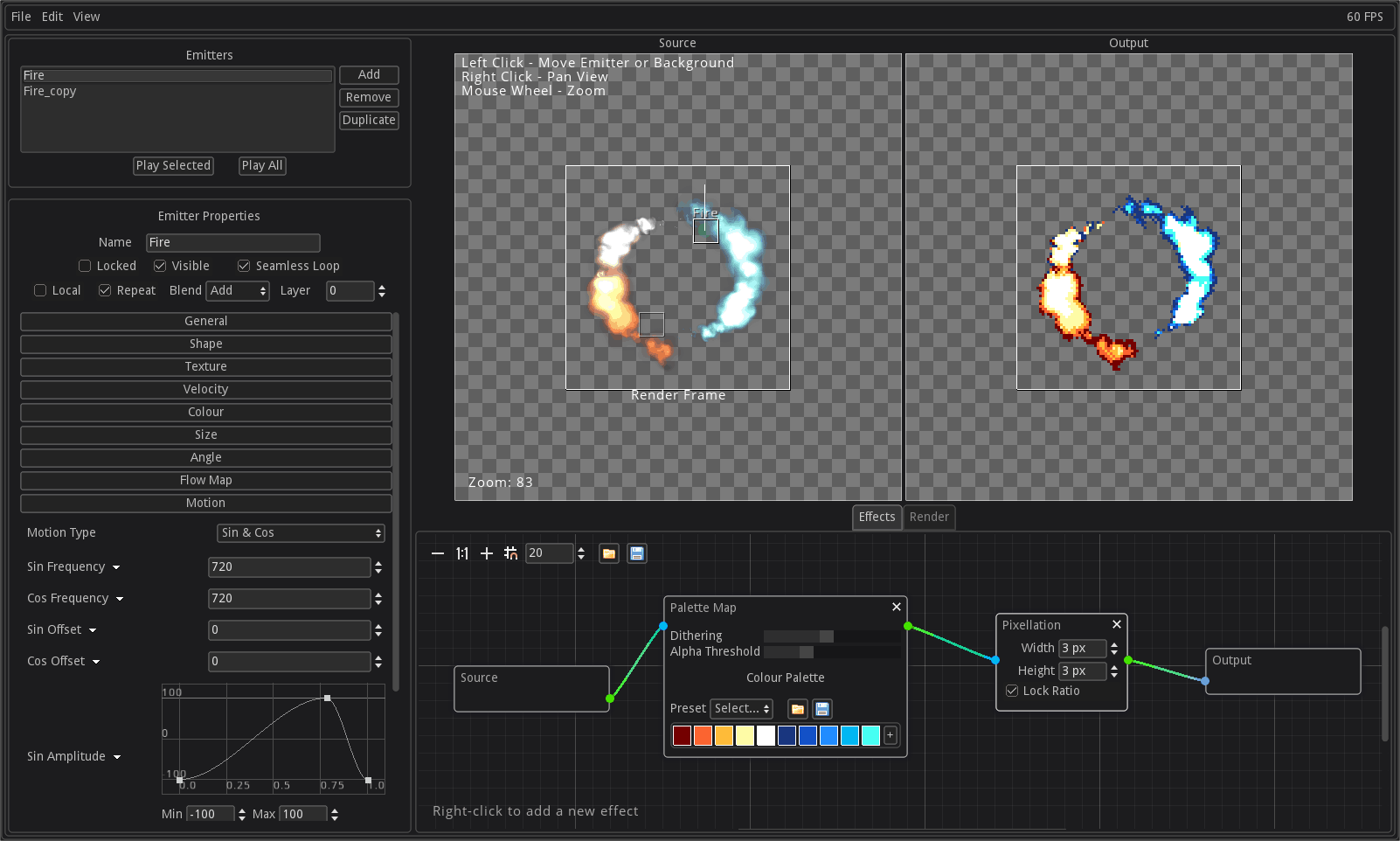 Blastfx スプライトシートの出力が可能なノードベースエフェクト作成ソフト Win Mac Linux