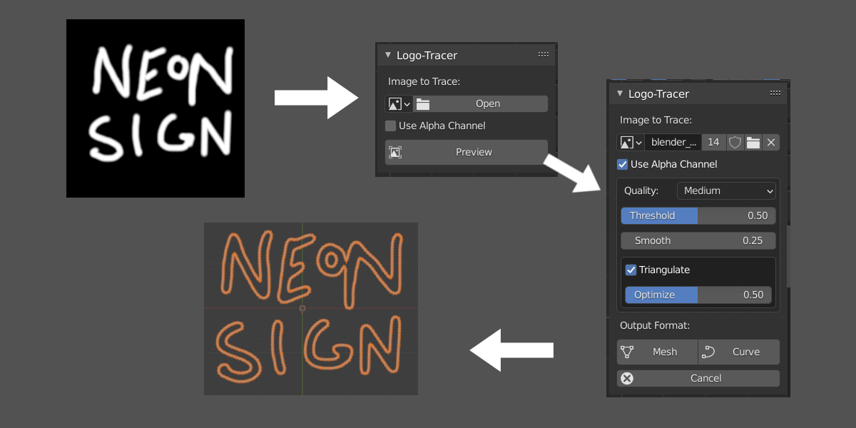 Logo Tracer 3dロゴ作成に最適 画像からメッシュやカーブを簡単に生成出来るblender向け無料アドオン