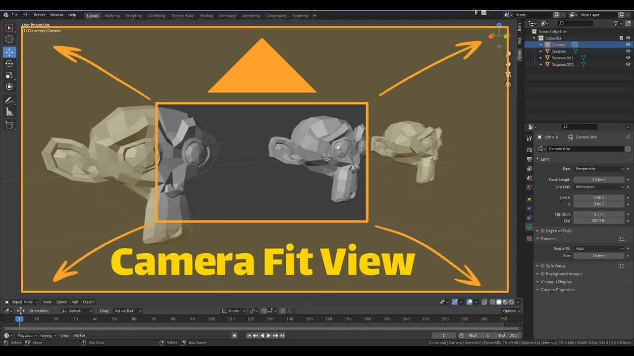 Blender Camera Fit View - カメラとビューを一致させる時の手間を 