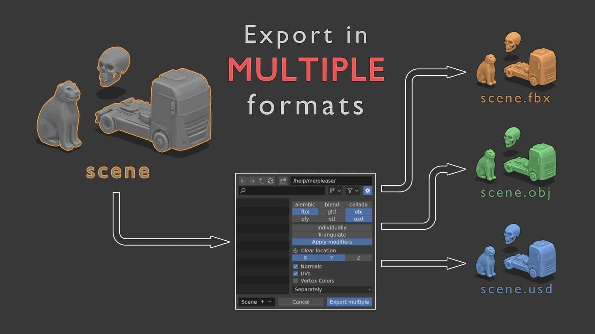 export multiple objects from 3d studio to zbrush