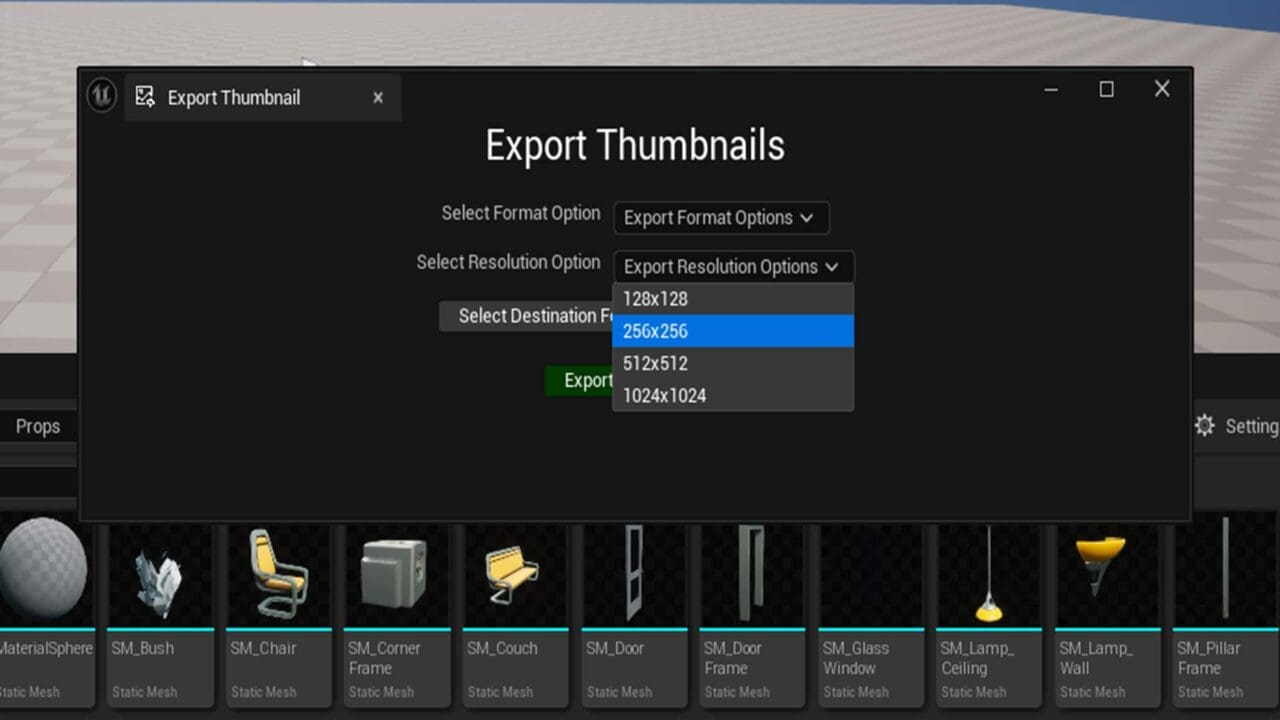 Thumbnail Exporter - コンテンツブラウザに存在するアセットの